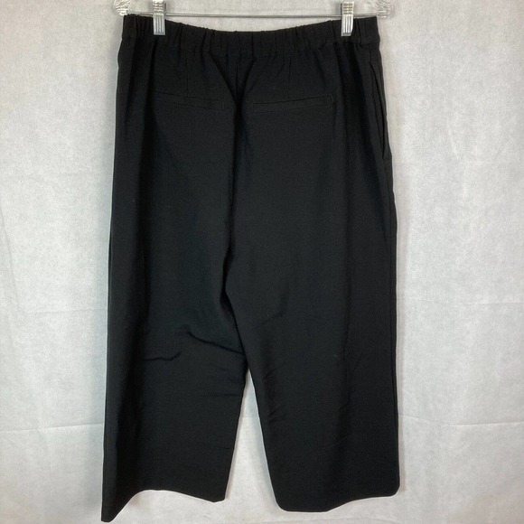 H By Halston Pants Womens Sz‎ 14 Black Cropped Capri Wide Leg Dress Stretch - Picture 3 of 11